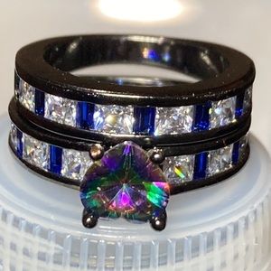 Mystic topaz ring, two set rings